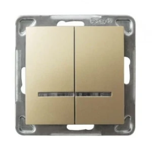 Ospel Impresja złoty łącznik podwójny seryjny z podświetleniem - ŁP-2YS/M/28