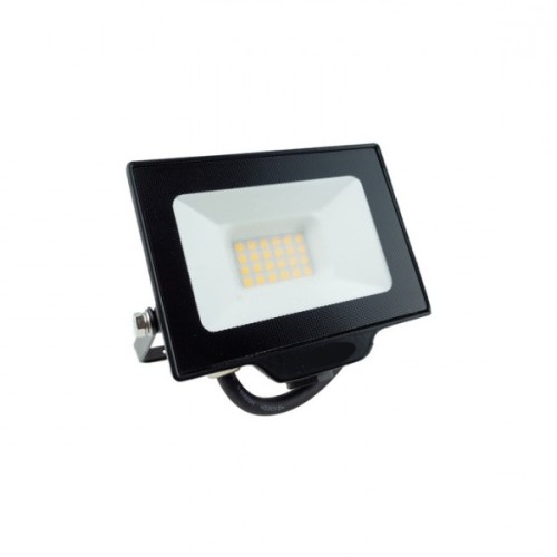 Naświetlacz NL-1 20W w neutralnym białym kolorze, prostokątny, z czarną obudową i białą soczewką. Wyposażony w diody LED umieszczone na matowej powierzchni. Ujęcie z boku, stojący, z widocznym uchwytem montażowym.