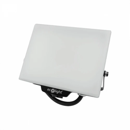 Naświetlacz NL-2 30W w kolorze białym, prostokątny z matowym kloszem, zamontowany na ruchomej podstawie. Widoczny logo ecolight na czarnej części. Produkt ustawiony w pozycji frontalnej, bez dodatkowych akcesoriów.