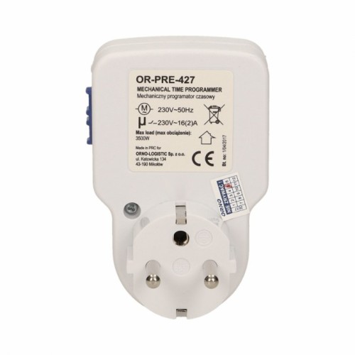 Programator czasowy mechaniczny mini - Orno OR-PRE-427