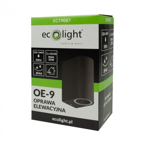 Kinkiet elewacyjny 2xGU10 czarny - Eco Light EC79087