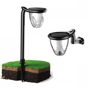 Lampa solarna Brilo wbijana / naścienna 1W czarna 74cm