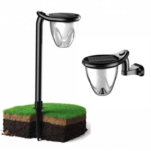 Lampa solarna Brilo wbijana / naścienna 1W czarna 74cm