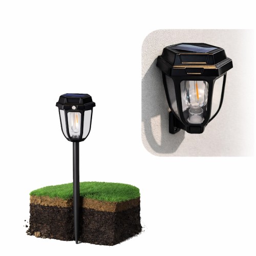 Lampa solarna Fanos wbijana / naścienna 2W czarna 50cm