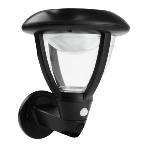 Lampa solarna elewacyjna SOE-3 z czujnikiem ruchu i zmierzchu czarna - Ecolight EC20117