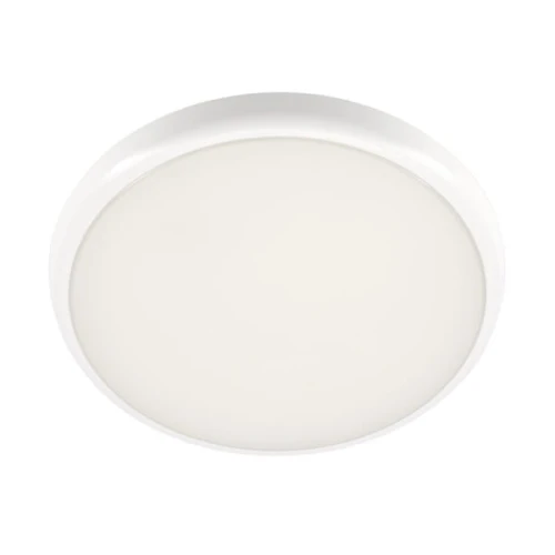 Plafon LED DIANA 16W w kolorze białym, okrągły, z matowym kloszem. Posiada czujnik ruchu i funkcję półcienia. Ujęcie z góry, pokazujące jego gładką powierzchnię i prosty design, idealny do nowoczesnych wnętrz.