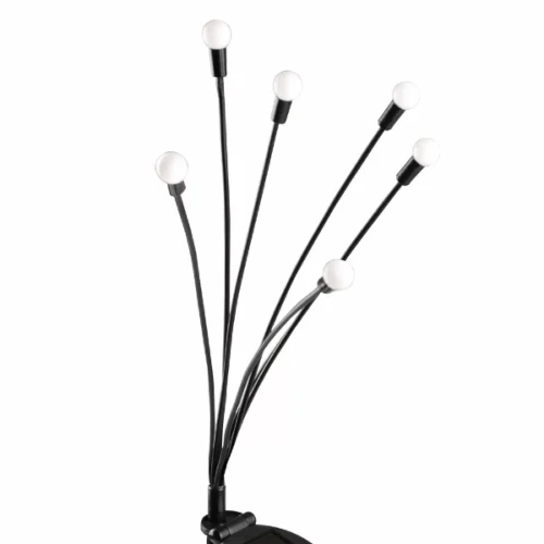 Lampa solarna Fiorini 6 LED o wysokości 70 cm, z sześcioma białymi kulistymi kloszami na elastycznych, czarnych ramionach. Produkt ustawiony w pionie, z widocznym mocowaniem u podstawy.