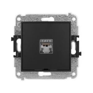 Karlik MINI Gniazdo komputerowe pojedyncze 1 x RJ45 kat.6, ekranowany, 8-stykowy czarny mat
