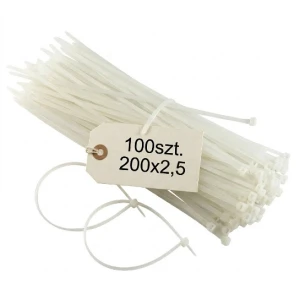 Opaska kablowa 200x2,5 naturalna biała 100szt.