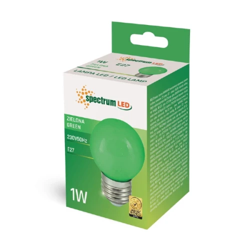 Żarówka LED KULKA E-27 1W 230V zielone zestaw 3 szt.