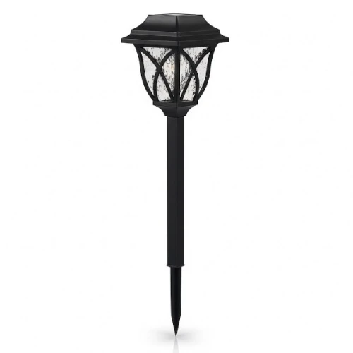 Lampa solarna Lawn IP44 o wysokości 44 cm, w kolorze czarnym. Posiada szklany klosz z dekoracyjnym wzorem, montowana na wbitym słupku. Przeznaczona do oświetlenia ogrodów i ścieżek.