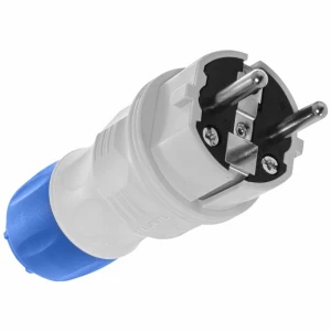 Wtyczka rozbieralna prosta Schuko na kabel 16A IP54 szaro-niebieska - Plastrol W-97976