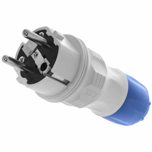 Wtyczka rozbieralna prosta Schuko na kabel 16A IP54 szaro-niebieska - Plastrol W-97976