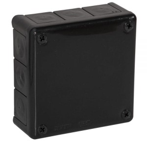Puszka natynkowa 118x118x46 IP55 12 wlotowa z dławikami gumowymi czarna – 051-05