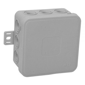 Puszka natynkowa 75x75x41 IP54 12 wlotowa klik z osłonką popiel  - 035-03