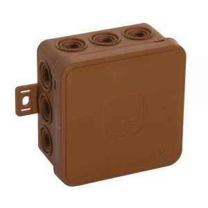 Puszka natynkowa 75x75x41 IP54 12 wlotowa klik z osłonką brązowa - 035-02