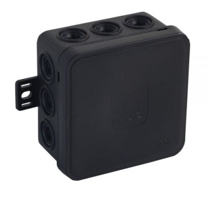 Puszka natynkowa 75x75x41 IP54 12 wlotowa klik z osłonką czarna - 035-05