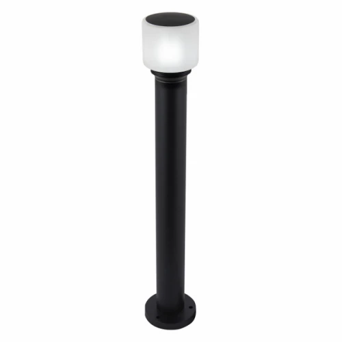 Słupek ogrodowy MADRID o wysokości 80 cm, w kolorze czarnym, z okrągłą, mleczną osłoną na górze. Produkt ma prostą, cylindryczną formę z podstawą do montażu. Idealny do oświetlenia przestrzeni zewnętrznych.
