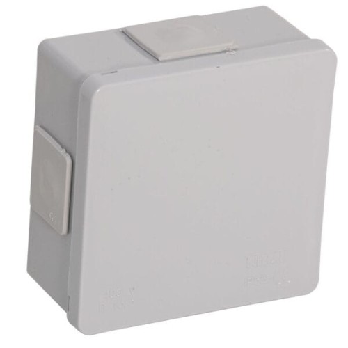 Puszka natynkowa 86x86x40 IP55 4 wlotowa klik z dławikami gumowymi popiel – 001-03