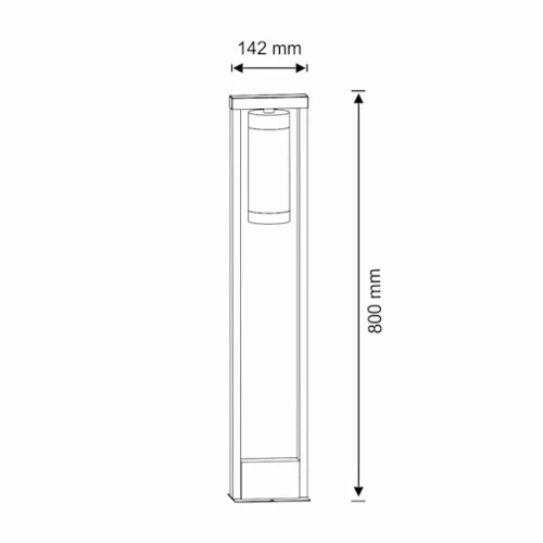 Lampa ogrodowa stojąca SPECTRA o wysokości 80 cm, w kolorze czarnym. Rysunek techniczny.