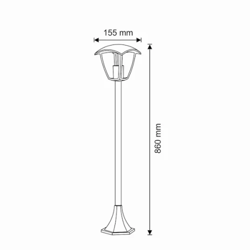 Lampa ogrodowa słupek IGMA o wysokości 86 cm w kolorze czarnym. Rysunek techniczny.