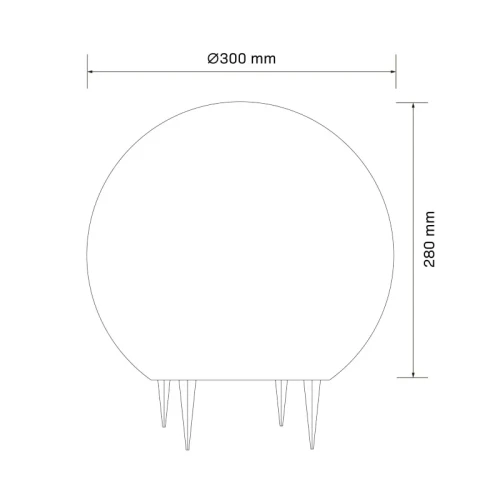Lampa ogrodowa Kula Argento o średnicy 30 cm i wysokości 28 cm, z okrągłym, gładkim kloszem, montowana na trzech nóżkach. Przeznaczona do stosowania z żarówką E27. Prosty, minimalistyczny design, idealna do ogrodów i przestrzeni zewnętrznych.