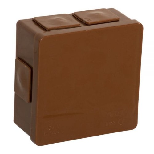 Puszka natynkowa 86x86x40 IP55 6 wlotowa klik z dławikami gumowymi brązowa - 002-02