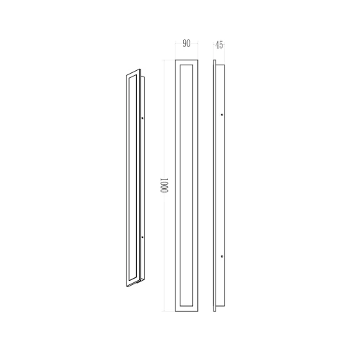 Kinkiet elewacyjny WOW 150 cm, 30W, z możliwością zmiany barwy. Rysunek techniczny.