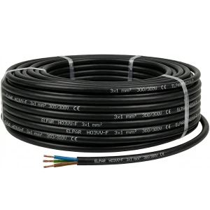 Przewód instalacyjny OMY 3x1 (H03VV-F) 300/300V czarny - krążek 20 mb