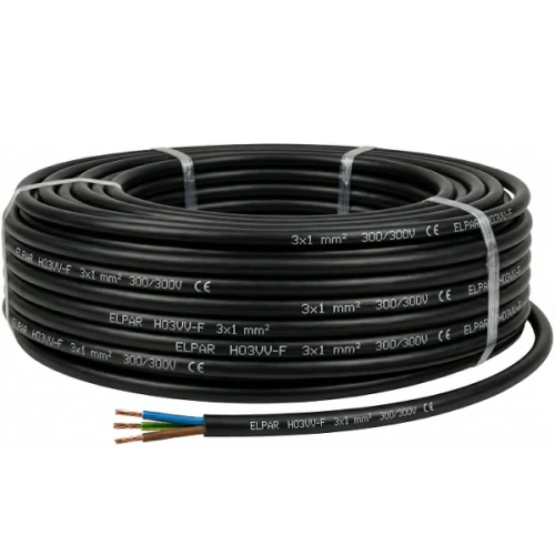 Przewód instalacyjny OMY 3x1 (H03VV-F) 300/300V czarny - krążek 100 mb
