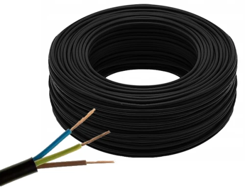 Przewód instalacyjny OMY 3x1 (H03VV-F) 300/300V czarny - krążek 100 mb