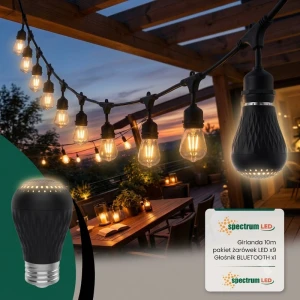Girlanda 10m + żarówki E27 1W + głośnik bluetooth