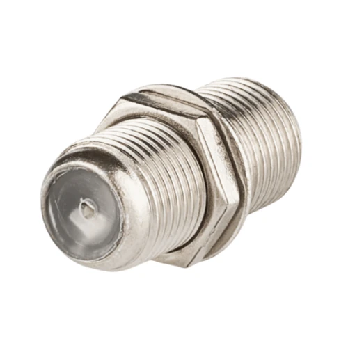 Wtyk typu FF beczka podwójny, wykonany z metalu, o średnicy 6,8 mm i długości 20 mm. Ma gwintowane końcówki oraz przezroczystą soczewkę na jednym końcu. Ujęcie z boku, ukazujące detale konstrukcji.