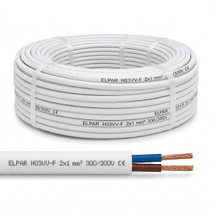 Przewód instalacyjny OMY 2x1 biały (H03VV-F) 300V/300V - krążek 100 mb