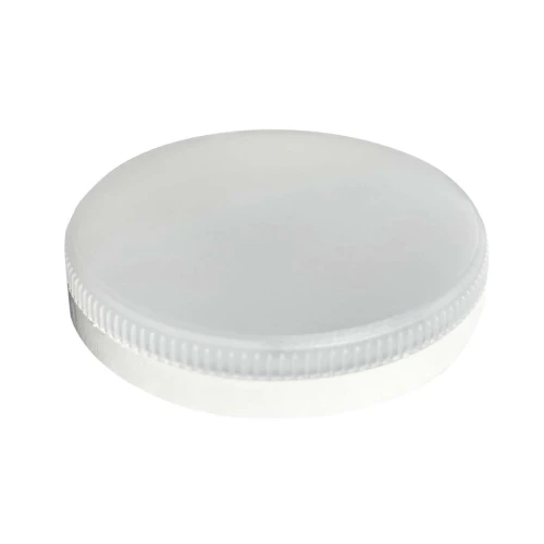 Żarówka LED GX53 o mocy 10W, barwa neutralna, w zestawie 6 sztuk. Okrągła, z matowym kloszem, montowana w oprawach GX53. Wymiary: niewielka średnica, idealna do oświetlenia wnętrz. Widoczna tekstura klosza, gładka powierzchnia.