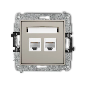 Karlik MINI Gniazdo komputerowe podwójne 2 x RJ45, kat. 5e, 8-stykowe taupe