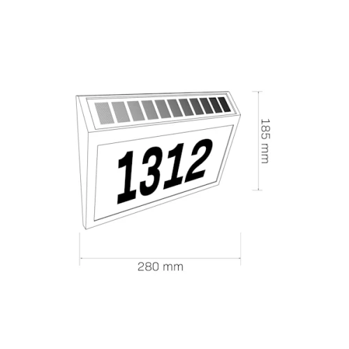 Kinkiet elewacyjny solarny LED z numerem domu nr katalogowy 329493 rysunek techniczny.
