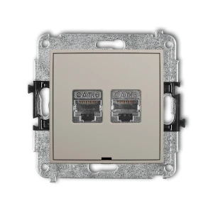 Karlik MINI Gniazdo komputerowe podwójne 2 x RJ45, kat. 6 taupe - 60MGKBO-6
