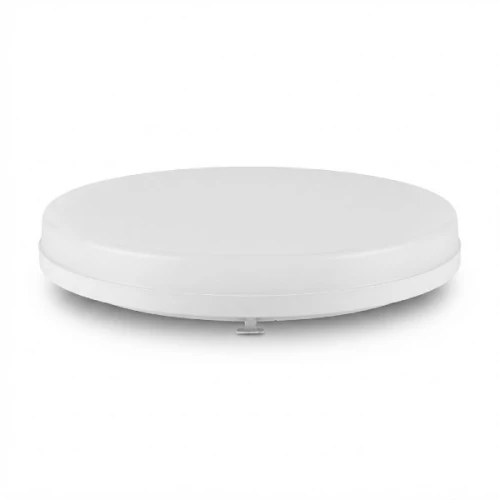 Plafon LED BARI 18W 1440lm z czujnikiem, okrągły, w białej obudowie. Produkt zamontowany na suficie, z gładką, matową powierzchnią. Wysoka odporność IP54, idealny do użytku w łazienkach lub na zewnątrz.