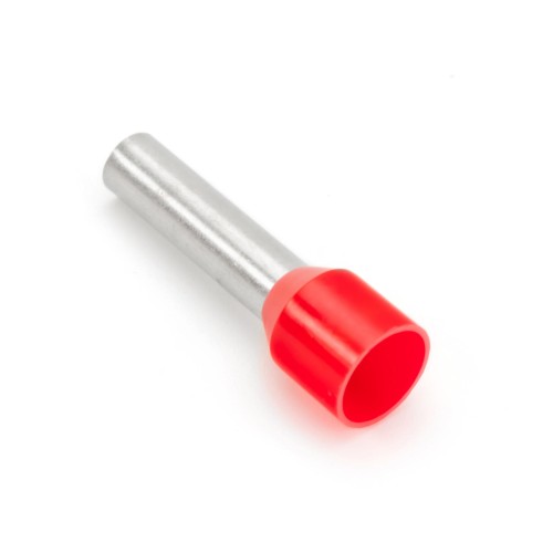 Końcówka tulejkowa izolowana 10/18 w kolorze czerwonym, wykonana z metalu i plastiku. Produkt o cylindrycznym kształcie, z czerwonym końcem i metalowym korpusem. Sprzedawana w zestawie 10 sztuk.