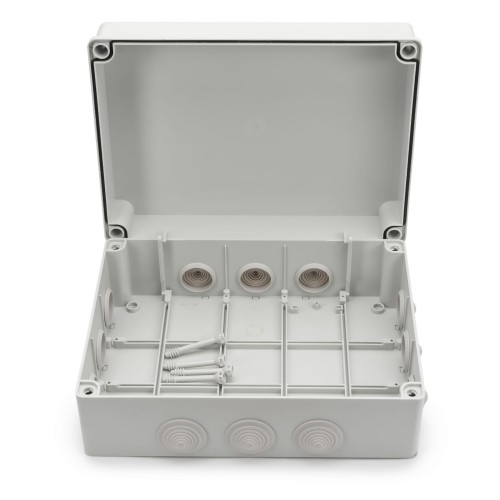 Puszka natynkowa 300x220x120 IP65 12 dławików szara - S-BOX606