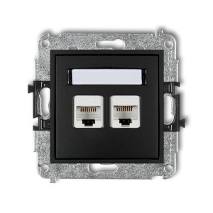 Karlik MINI Gniazdo komputerowe podwójne 2 x RJ45, kat. 5e, 8-stykowe czarny mat - 12MGK-2
