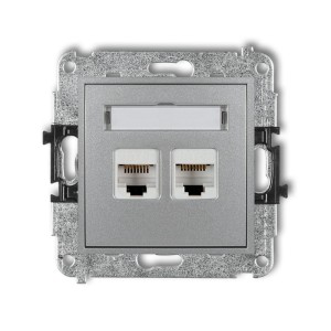 Karlik MINI Gniazdo komputerowe podwójne 2xRJ45 srebrny metalik - 7MGK-2