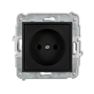 Karlik MINI Gniazdo pojedyncze bez uziemienia przesłony czarny mat - 12MGP-1P