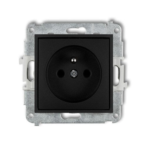 Karlik MINI Gniazdo pojedyncze z uziemieniem czarny mat - 12MGP-1ZP