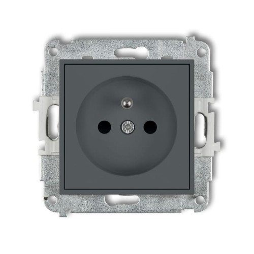 Karlik MINI Gniazdo pojedyncze z uziemieniem grafit mat - 28MGP-1ZP