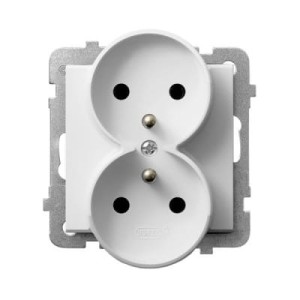 Ospel Sonata biały gniazdo podwójne z uziemieniem - GP-2RRZ/M/00