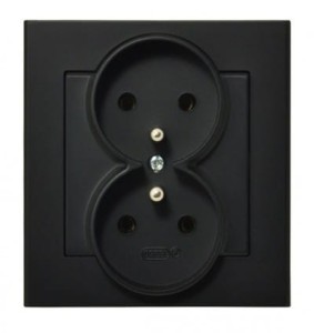 Ospel Sonata czarny gniazdo podwójne z uziemieniem - GP-2RZ/33