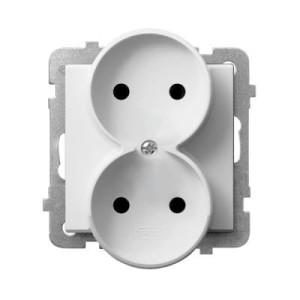 Ospel Sonata biały gniazdo podwójne bez uziemienia - GP-2RR/M/00