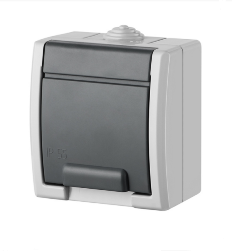 AQUANT Gniazdo pojedyncze hermetyczne natynkowe szary IP65 - 1241-65